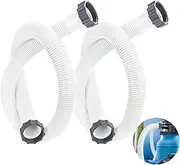 2 Pack Pool Hoses for Above Ground Pools 1.5" x 59" Pool Pump Hose Filter Pumps Replacement Hose Accessories Fits for Intex Filter Pump Above Ground Pool Sand Filter, White