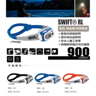 【法國 Petzl】送》SWIFT RL 超輕量標準頭燈(900流明).LED頭燈.電子燈/登山_藍_E095BA02