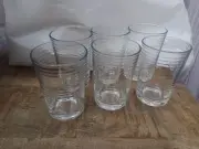 Italy Made 6 Ounce Juice Glasses, Set Of 6 Clear With Horizontal Circle Design