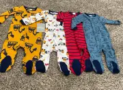 4 Pc Set Pack Infant Boys Sleep N Play Pajamas Sleeper Oeko-Tex 3-6 m New