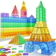 Magnetic Tiles Magnetiles 116PCS Building Blocks Kids Toys with 2 Cars
