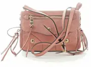 DKNY NWT $298 Rose Dana Crossbody Clutch Bag Distressed Leather Tassels Gold