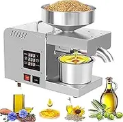 Kitchen countertop Oil Press Machine, Automatic Oil Press Machine 610w, Touch Screen Controller, Stainless Steel, for Peanuts Sunflower Flax Avocado Sesame