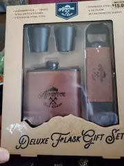DELUXE FLASK GIFT SET Drinkware Stainless 6 Oz 4 Pieces Shot Opener Gift Set-New