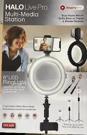NEW Halo Live Pro Multi Media Station Phone Tripod 8in Ring Light, Adjustable