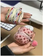 Hair Accessories Buggy Bag Small New Woven Headset Storage Bag Women's Data Cable All-Match Portable Girl Travel Bag 彩虹耳机收纳包（不含毛球）