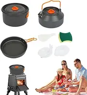 Camping Cookware Set | Travel Pot and Pan Kit - Outdoor Non-Stick Camping Kitchen Pan and Pot for Picnic, Hiking, and Fishing