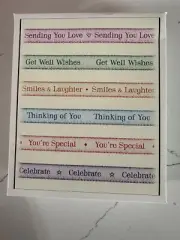 Hero Arts Sealed Set of 6 Ribbon w/Messages Stamps ~ Celebrate Laughter Get Well