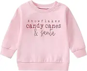 [Generic] Youth Girls Clothes Toddler Baby Christmas Kids Girls Boys Crewneck Sweatshirt T Shirts Letter Printed Long Sleeve Pullover Tops Ink Zip up Hoodie (Pink, 18-24 Months)