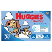 Huggies Ultra Dry Nappies Boys 10-15kg 72 Pack