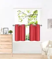 1 Pair of Small Short Semi Sheer Unlined Window Curtain Silk Panels N29