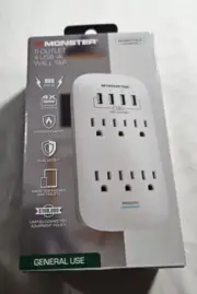 Monster Wall Tap Plug 6-Outlet Extender with Outlet Surge Protector