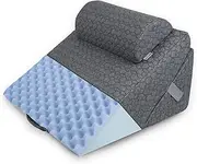 WONDERPEDIC Massage Memory Foam Adjustable Folding Orthopedic Bed Wedge Pillow for Legs and Back Pain with Extra Ergonomic Pillow,Grey