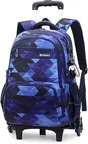 [Yumenam] Children's Rolling Backpacks School Bags with Wheels Waterproof Trolly Cabin Bag 25L Laptop Backpack for Teens Boys Girls