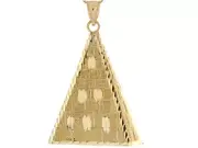 10k or 14k Yellow Gold Egyptian Inspired Designer 5.3cm x 3.5cm Pyramid Pendant