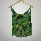 New Michael Lauren Deep Back Tank Sleeveless Top Green Leaf Print Women’s XS