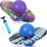Junkin 2 Pcs Pogo Ball for Kids Boys Girls Pogo Trick Board Kids Balance Board Pogo Balance Bounce Ball with Pump and Strong Grip Deck for Fun Challenge Fidget Toys Party Favors