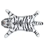 Personalized Tiger Print Area Rug, Cute Faux Tiger Plush Non-Slip Fluffy White
