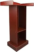 Lecture Podium Stand, Red Sandalwood Color Modern Minimalist Stable Lectern Table, Large Countertop Area for Conference Room Classroom Reception, Suitable for Various Occasions