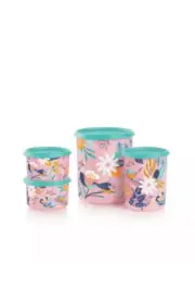 Tupperware Blushing Meadows One Touch Canister Set of 4 New