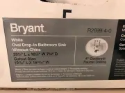 Kohler - Bryant Oval Self-Rimming Drop In Bathroom Sink K-2699-4-0 (WHITE) NEW!