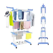 4 Tier Clothes Drying Airer Foldable Stainless Steel Movable Drying Rack