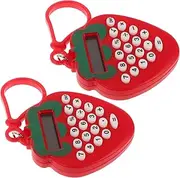 [Yardwe] 2 Pcs Mini Strawberry Calculator Durable Pocket Keychain Calculator with Display for Students for Home and School Use