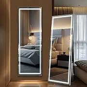 FURNIinspire 63"x20" Full Length Mirror with Lights, LED Full Body Floor Mirror Standing Hanging Wall Mount Mirror for Bedroom, Dressing Room