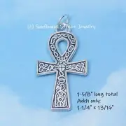Hieroglyphs Silver Ankh Charm Pendant Egyptian Cross 05021-P