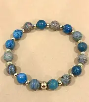 Blue Mix Agate Gemstone Gold Filled Bracelet Sundance Treasures Jewelry