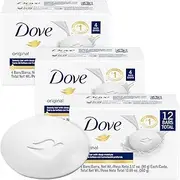 Dove Soap, Original Beauty Bar 3-Pack (12 Soap Bars) – 3-in-1 Moisturizing Face, Body & Hand Soap, 3.17 Oz Ea