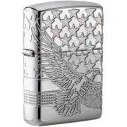 Zippo Windproof Lighter Patriotic Bald Eagle Design High Polished Chrome 49027