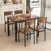 Costway5 Piece Dining Table Set for 4 with Backrest and Metal Frame