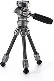 Tilta Camera Tripod Tabletop Video Fluid Head with 1-Stage Carbon Fiber Tripod Legs, 1/4"-20 Thread, Arca quick Release Plate, Max Load 3KG - Space Gray TT-VT03-FB-SG