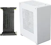 ZZEW A1P Mini-ITX Case, Micro ITX PC Case, Mini Computer Case in White Color, Full Aluminum Small Gaming Case with 3.0 Dual Reverse PCI Riser Cable