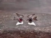 Native American Sterling Silver Purple Gemstone Dove Post Earrings by Spencer