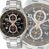 在飛比找momo購物網優惠-【SEIKO 精工】Criteria三眼計時 極限風暴黑橘腕