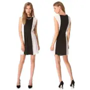 ALICE + OLIVIA Kennedy Silk Black & White Colorblock Dress NWT Small S