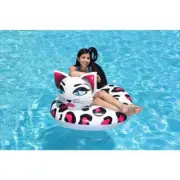 Swimming Pool Float Tube 48in Pretty Kitty Glam Design White Vinyl Large-Profile