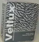 VELLUX Zebra Animal Print COTTON FLANNEL Charcoal 3P TWIN SHEET SET NEW 1ST