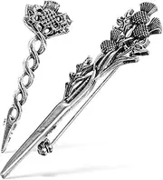 [Healvian] 2 Scottish Thistle Lapel Pins Vintage Brooches for Men Shawl Pins Safety Clips