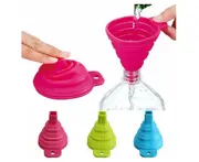Set of 2,Silicone Collapsible Mini Filling Liquid Oil Water Funnel Kitchen Tools Filter - BLUE