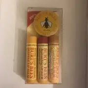 Burt's Bees Lip Balm Stash Pack - 3 Lip Balm’s & 1 Beeswax Lip Balm Tin NEW