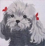 Poodle Hand Painted Needlepoint Canvas