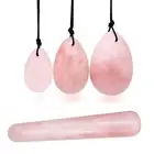 4Pcs Set Jade Yoni Eggs Stick,3 Pcs Drilled Natural Rose Quartz Crystal Jade ...