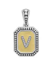 Lagos Signature Caviar Sterling Silver & 18K Yellow Gold Octagon Diamond A Initial Charm, 0.05 tcw