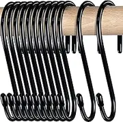 HiGift 24 Pack S Hooks for Hanging, 4.5 inch Large Black Vinyl Coated Metal S Shaped Hooks Heavy Duty, Non Slip Rust-Free Closet Hooks for Hanging Clothes Plant Jeans Bag Pan Pots Cups Towels