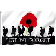 Large Lest We Forget Flag Heavy Duty Outdoor 90 X 150 CM - 3ft x 5ft
