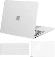 MOSISO Case Only Compatible with Microsoft Surface Laptop Go 3/2/1 12.4 inch 2023-2020 Release (Models: 2013 & 1943), Protective Plastic Hard Shell Case&Keyboard Cover&Screen Protector, Translucent