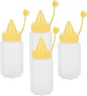 Kichvoe 4 Pack Mini Condiment Squeeze Bottle Set Yellow Sauce Dispenser for Outdoor Bbq Salad Dressing Containers Reusable and Leakproof